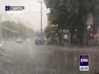 باران شدید و آب‌گرفتگی معابر در شهر مراغه 