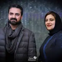 شبنم مقدمی و همسرش علیرضا آرا در مراسم تشییع استاد