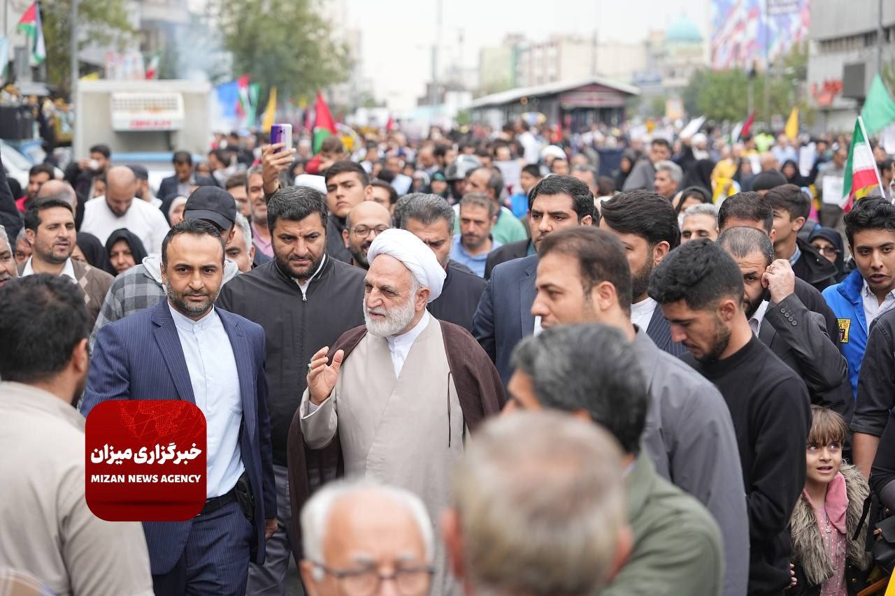 حضور رئیس قوه قضاییه در راهپیمایی حمایت از فلسطین