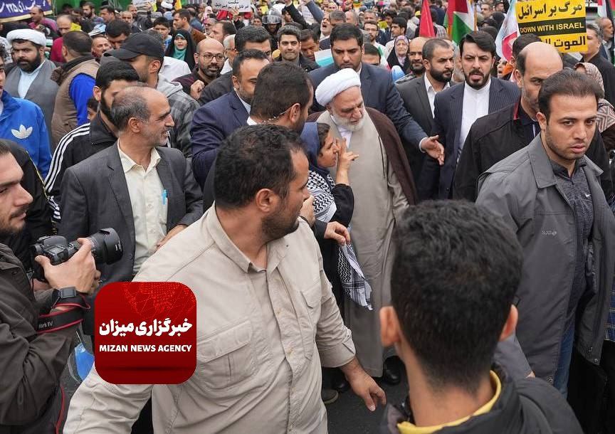 حضور رئیس قوه قضاییه در راهپیمایی حمایت از فلسطین