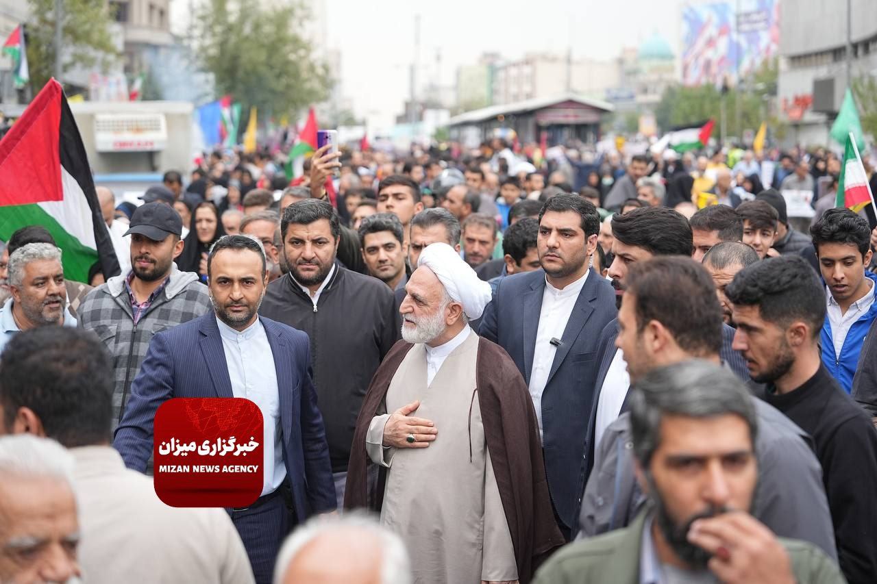 حضور رئیس قوه قضاییه در راهپیمایی حمایت از فلسطین