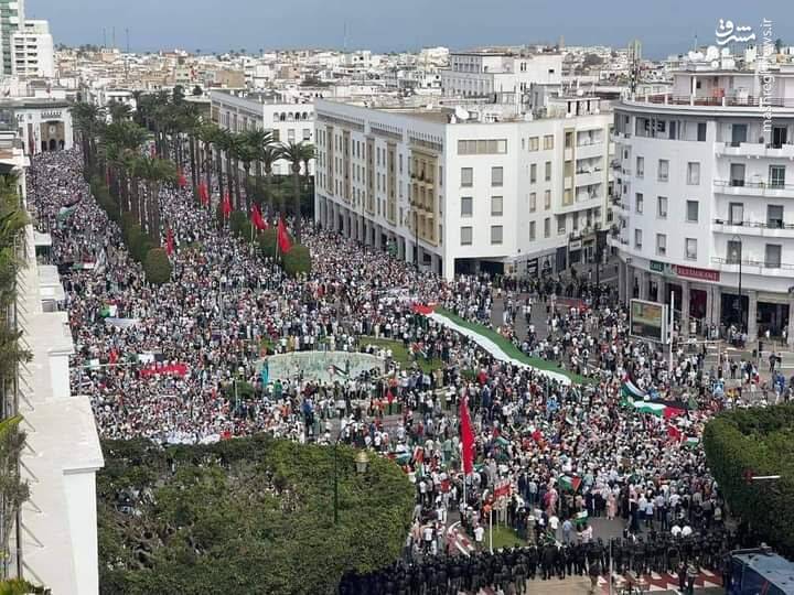 عکس/ حضور گسترده مراکشی‌ها در حمایت از فلسطین