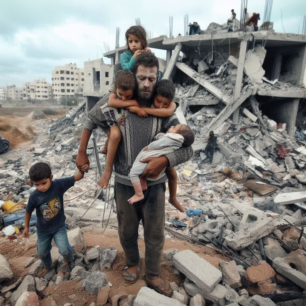 قابی از یک خانواده در غزه که به کل دنیا مخابره شد