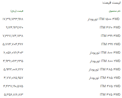 لیست قیمت جدید انواع تراکتور اعلام شد