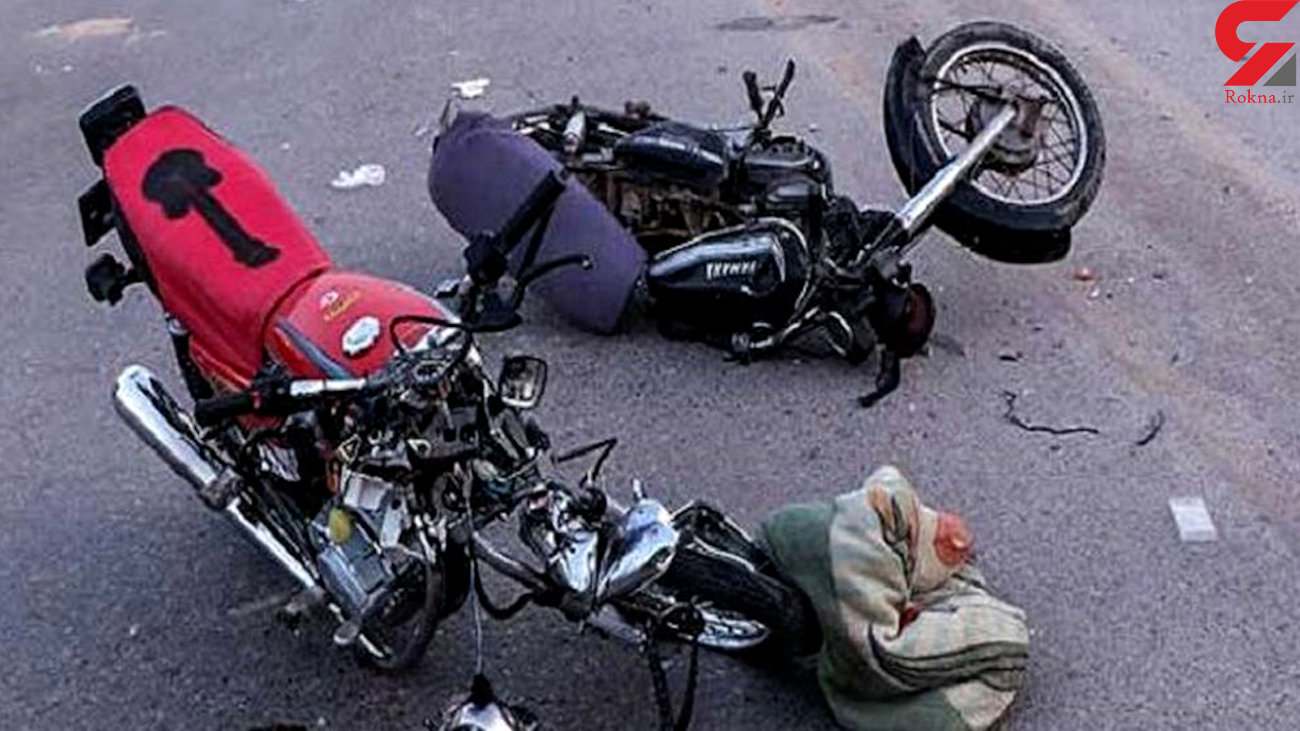 تصادف زن موتور سوار به هنگام آموزش رانندگی