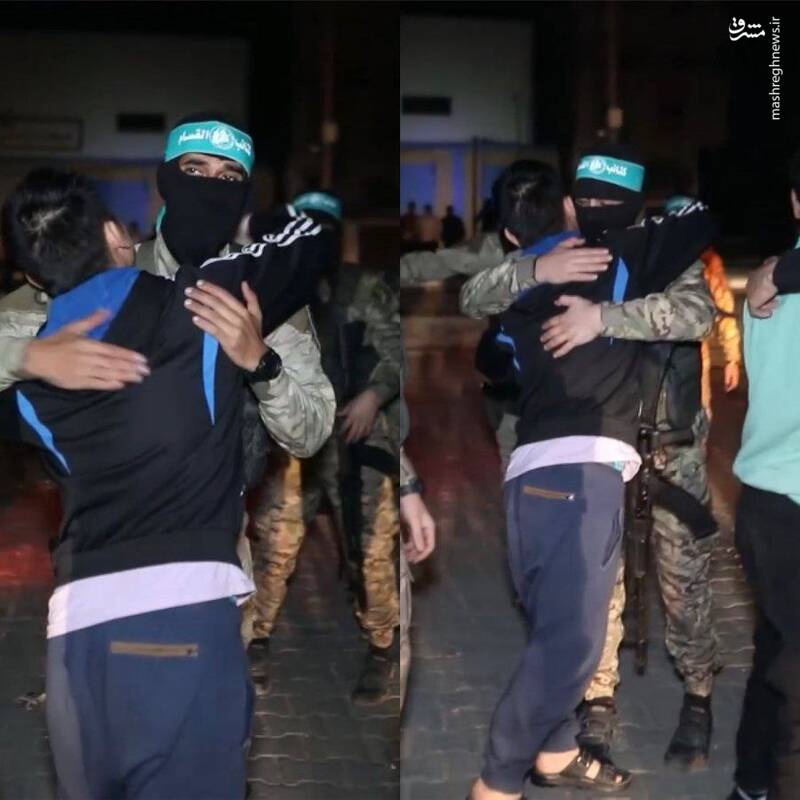 عکس/ لحظه خداحافظی اسیر صهیونیست با رزمنده القسام سوژه شد