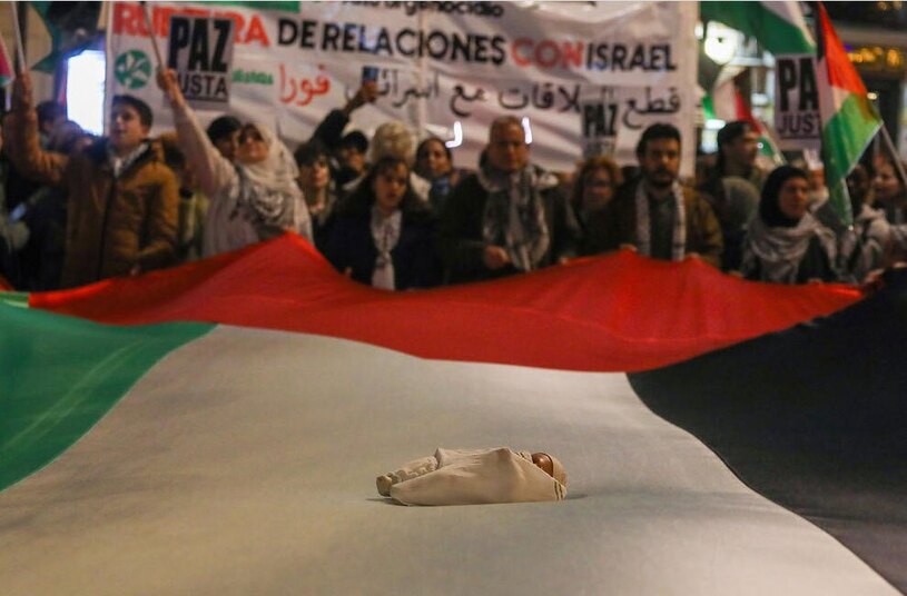 اعتراض حمایتی اسپانیایی ها از مردم فلسطین 