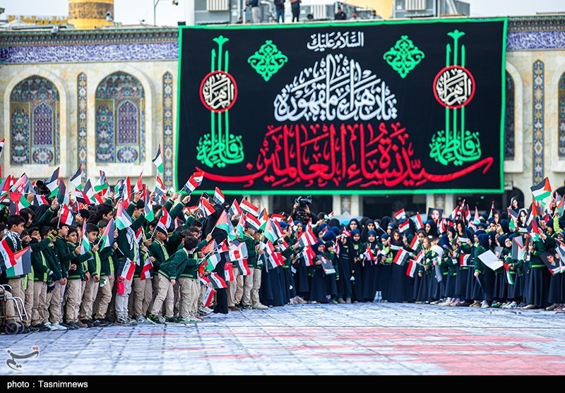 عکس/ تجمع کودکان عراقی در بین‌ الحرمین در حمایت از مردم فلسطین