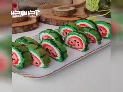 رولت خامه ای با تم یلدایی