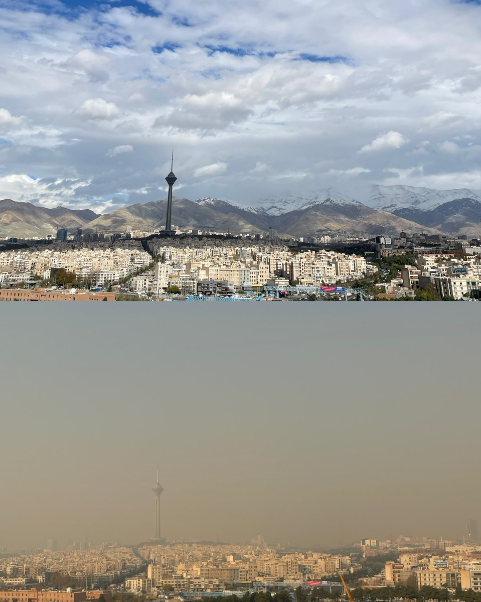 اختلاف میزان آلودگی هوای تهران در ۱۰ روز