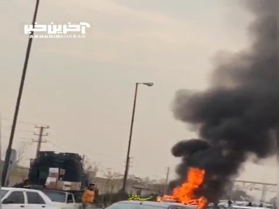 آتش سوزی کپسول گاز پژو 206 در تهران