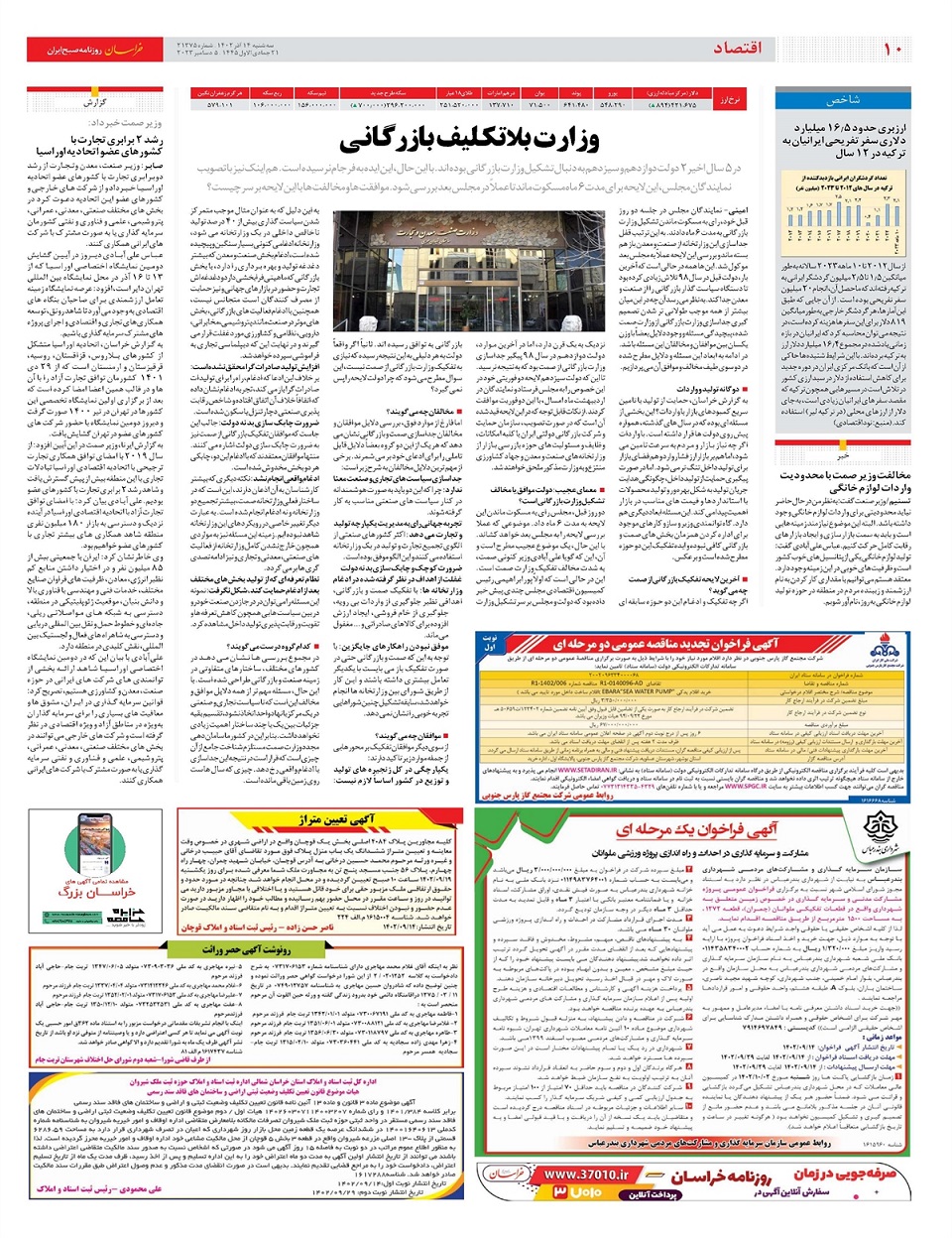روزنامه خراسان/ وزارت بلاتکلیف بازرگانی