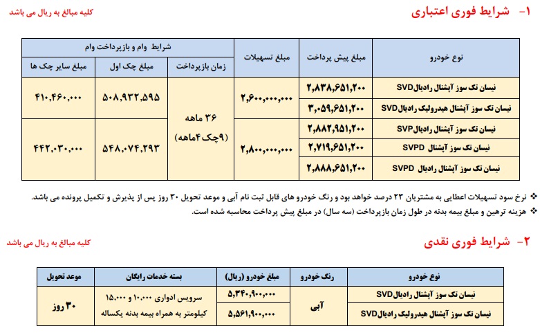 شرایط فروش وانت نیسان زامیاد با اقساط بلند مدت