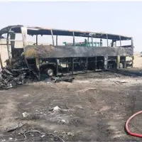 آتش‌سوزی اتوبوس مسافربری در بلده نور خسارت جانی نداشت