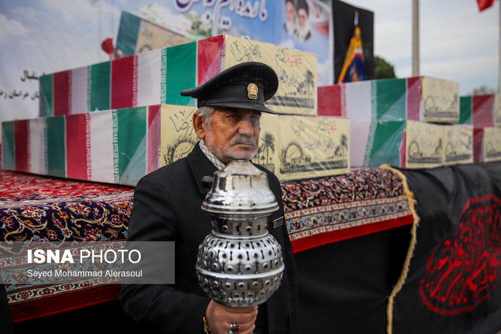 عکس/ مراسم استقبال از ۱۲ شهید گمنام در مشهد