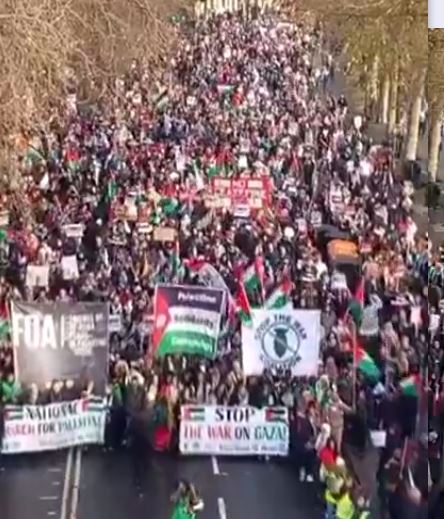 تظاهرات مردم لندن در محکومیت جنایات رژیم صهیونیستی در غزه