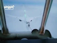 لحظه سوخت‎گیری هوایی بمب ‎افکن Tu-۱۶۰ M نیروی هوایی روسیه