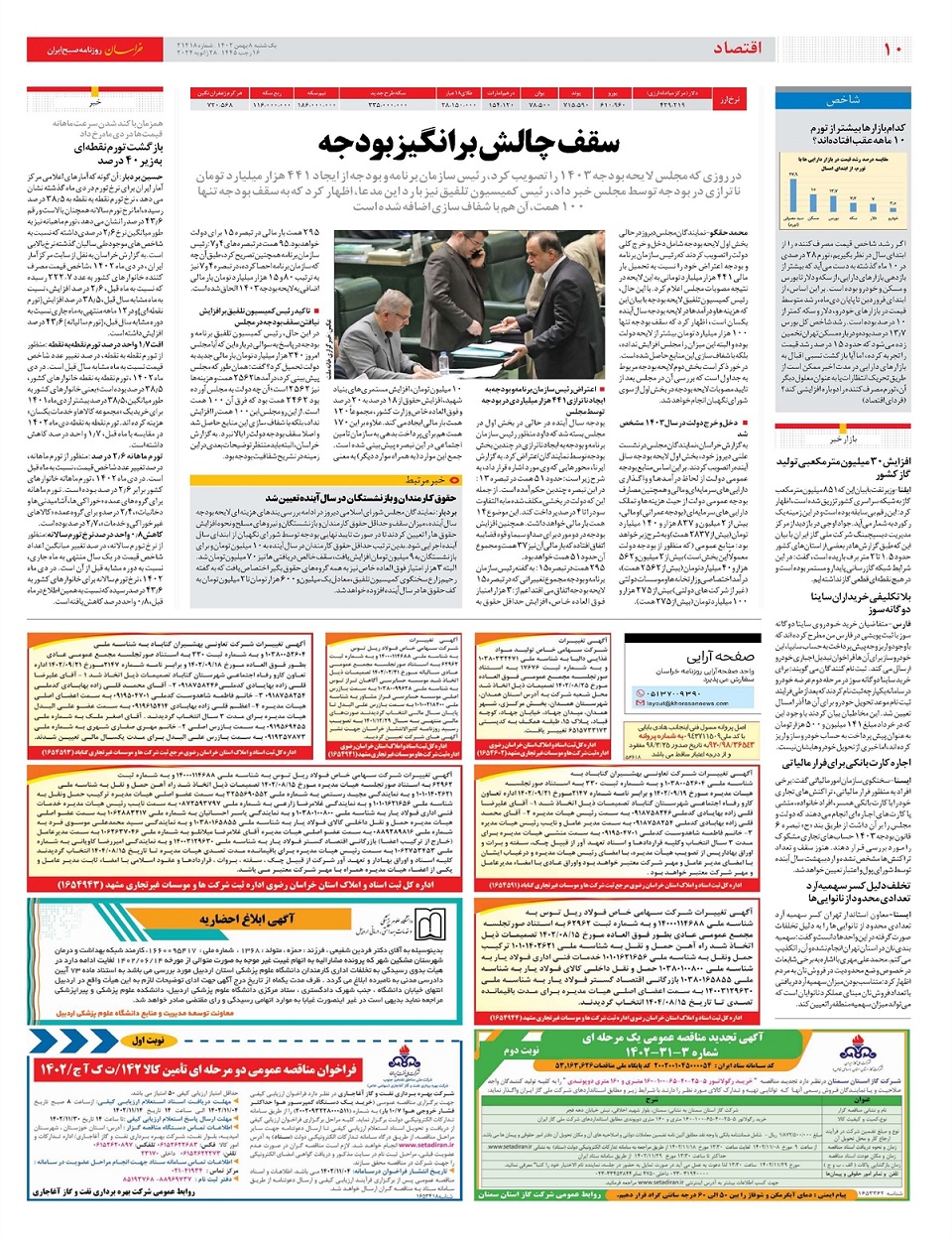 روزنامه خراسان/ سقف چالش برانگیز بودجه
