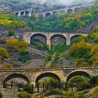 نمایی از پلِ راه آهن در سوادکوه