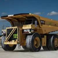 مقایسه ابعاد دامپ تراک غول آسای «کاترپیلار» با یک کامیون عادی