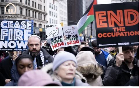 عکس/ تظاهرات ۲۴ ساعته حامیان فلسطین در نیویورک