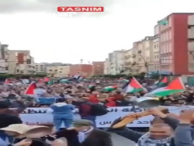 راهپیمایی ساکنان دارالبیضاء مغرب در حمایت از غزه