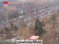 بارش تگرگ و برف در شهر تبریز