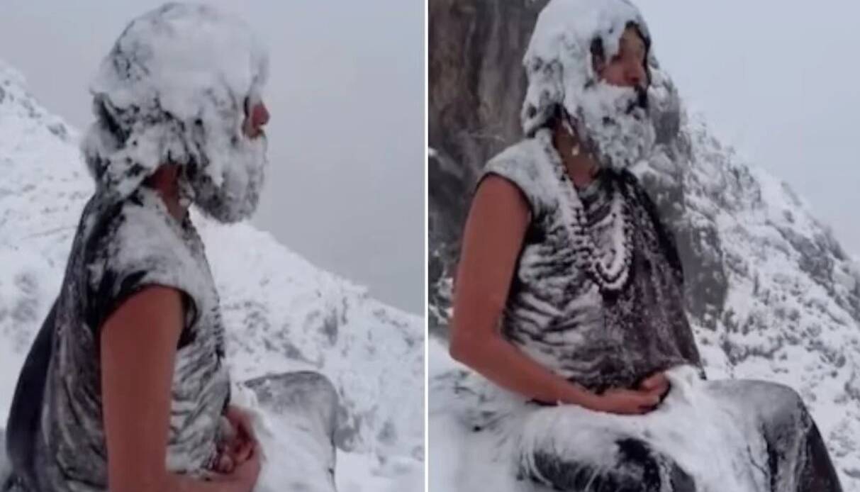 4 گوشه دنیا/ مدیتیشن این مرد در کولاک برف ارتفاعات هیمالیا