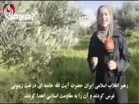 پیام خبرنگار زن فلسطینی درباره کاشت نهال درخت زیتون توسط رهبر انقلاب