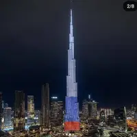 بلندترین برج جهان در دبی به رنگ پرچم روسیه 