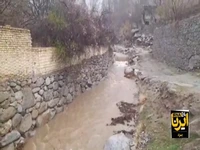 جاری‌شدن سیل در روستای بنادک‌سادات مهریز