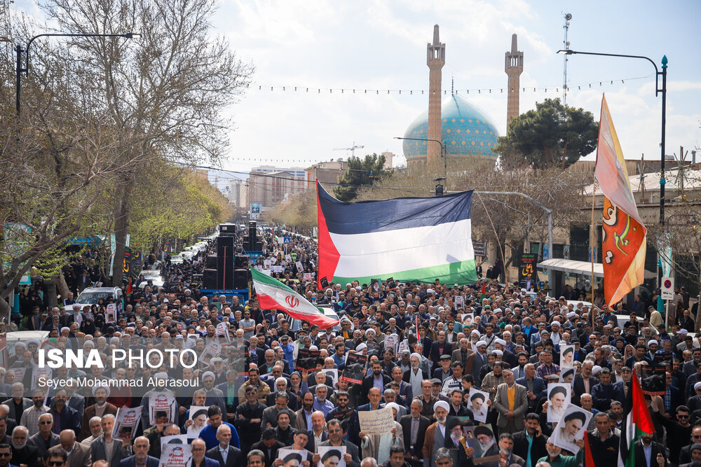 عکس/ راهپیمایی اعتراضی مردم مشهد علیه رژیم صهیونیستی