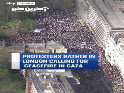 تجمع مردم لندن برای حمایت از آتش‌بس در غزه