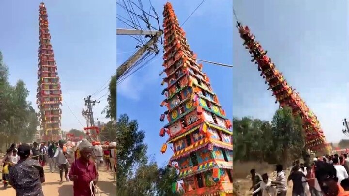 سقوط «ارابه معبد» 30 متری در هند