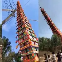 سقوط «ارابه معبد» ۳۰ متری در هند