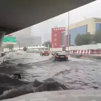 ورود هولناک سیلاب به داخل فروشگاه ها در دبی