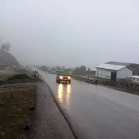 بارش باران و لغزندگی جاده چالوس