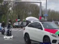 راهپیمایی خودرویی حمایت از فلسطین در خیابان‌های روتردام هلند