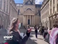 حمله پلیس فرانسه به دانشجویان حامی ملت فلسطین  در داخل دانشگاه سوربن