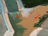 تصویری از محل تلاقی رودخانه گادار و کانال انتقال آب کانی‌سیب در آذربایجان‌ غربی