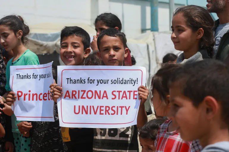 قدردانی کودکان غزه از تحصن‌های ضدصهیونیستی دانشجویان
