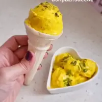 آموزش بستنی زعفرانی بدون ثعلب عالی و خوشمزه