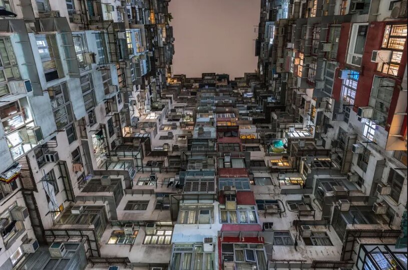 نمایی از یک مجتمع مسکونی در هنگ کنگ