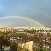 رنگین کمان زیبا در آسمان تهران