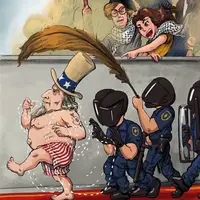 کاریکاتور/ رسوایی دموکراسی و آزادی بیان آمریکایی