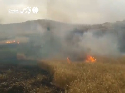 اصابت صاعقه، زمین‌های کشاورزی لالی را به آتش کشید