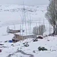 بارش برف در روستای کرکوش منطقه اَلند خوی