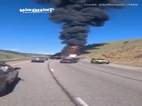 تصادف تانکر سوخت و انفجار آتش و دود در کلرادو آمریکا
