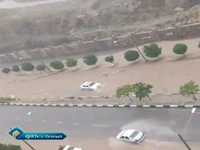 سیلاب در بولوار شهید ناصری خودروها را با خود برد!