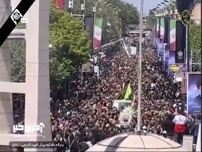 بدرقه باشکوه پیکر شهید قدیمی توسط مردم زنجان